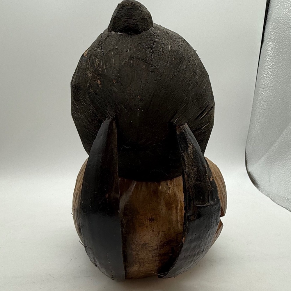 Hand Carved Coconut Monkey Folk Art Figurine Philippines Tropical Tiki Decor - Picture 13 of 13